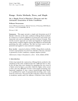 Runge { Kutta Methods, Trees, and Maple