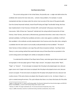 ACW Two Player Game Theory The current voting system in the