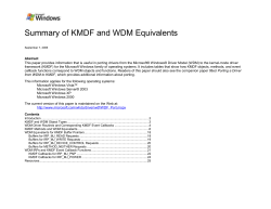 Summary of KMDF and WDM Equivalents