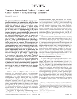Tomatoes, Tomato-Based Products, Lycopene, and Cancer: Review