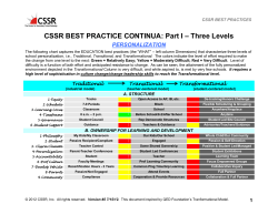 CSSR BEST PRACTICE CONTINUA: Part I &ndash; Three Levels