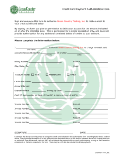 One Time Credit Card Payment Authorization Form
