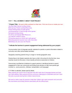 Project Title: * Indicate the barriers to parent