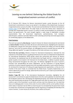 Leaving no one behind: delivering the Global Goals