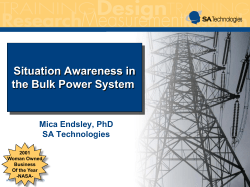 Situation Awareness in the Bulk Power System
