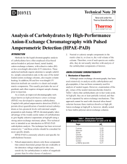 Analysis of Carbohydrates by High-Performance Anion