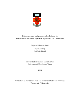 Existence and uniqueness of solutions to non–linear first order