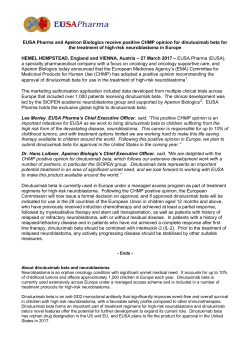 EUSA Pharma and Apeiron Biologics receive positive CHMP