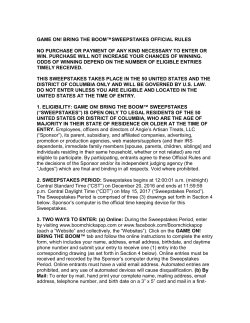 game on! bring the boom&trade;sweepstakes official rules no purchase