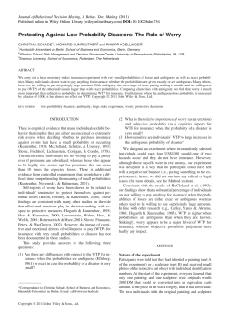 Protecting Against LowProbability Disasters: The Role of Worry