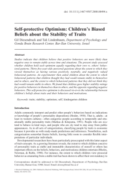 Self-protective Optimism: Children`s Biased Beliefs about the