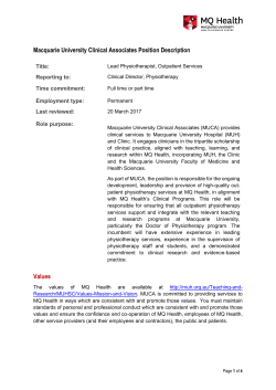 Lead Physiotherapist, Outpatient Services