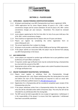 SRFI Player Guide - Squash Rackets Federation of India