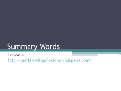 Summary Words Example - Marks-Writing-Lessons