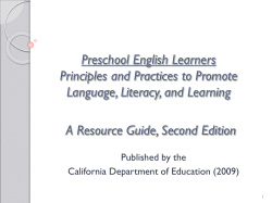 Preschool English Learners Principles and Practices to Promote
