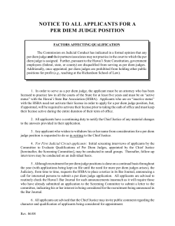 notice to all applicants for a per diem judge position