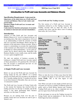 Introduction to Profit and Loss Accounts and Balance