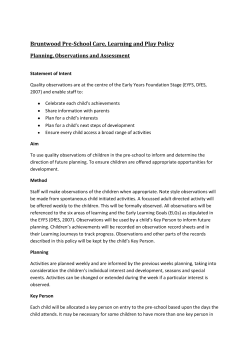 Bruntwood Pre-School Care, Learning and Play Policy