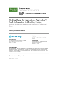 Models of Rural Development and Approaches