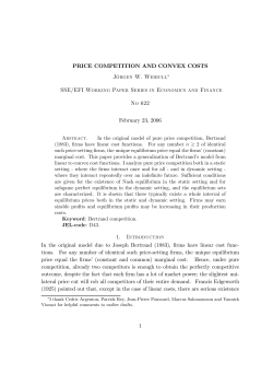 PRICE COMPETITION AND CONVEX COSTS J&ouml;rgen W - S
