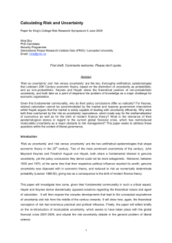 Calculating Risk and Uncertainty