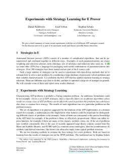 Experiments with Strategy Learning for E Prover