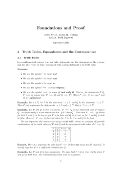 2. Truth Tables, Equivalences and the Contrapositive