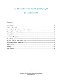 So you want to be a cash game player By