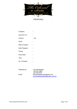 PROPOSAL Company : Quotation for : Contact : +65 Email : Date of