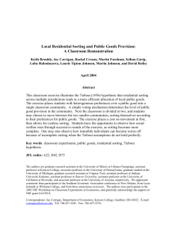 Local Residential Sorting and Public Goods Provision