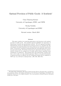 Optimal Provision of Public Goods: A Synthesis&lowast;