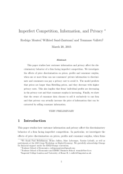 Imperfect Competition, Information, and Privacy