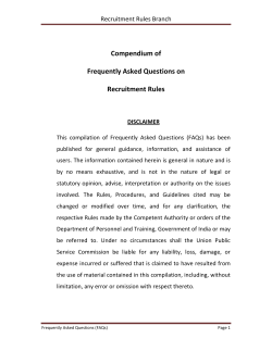Compendium of Frequently Asked Questions on Recruitment Rules