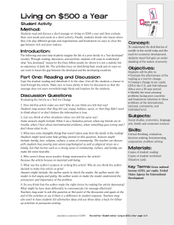Living on $500 a Year - AP Environmental Science