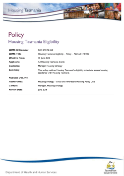 Housing Tasmania Eligibility Policy