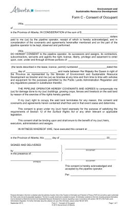 Consent of Occupant Form C - Alberta Environment and Parks