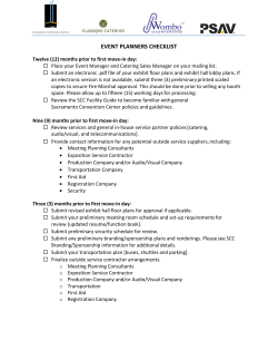 event planners checklist - Sacramento Convention Center