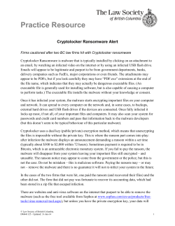 Practice Resource: Cryptolocker ransomware alert