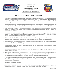 2016 all star tournament guidelines little league baseball
