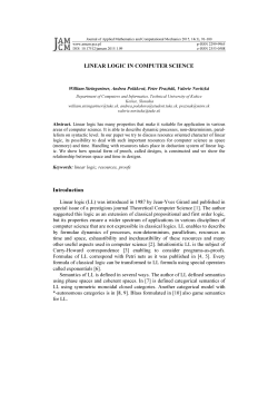 LINEAR LOGIC IN COMPUTER SCIENCE Introduction