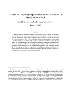 A Note on Dropping Experimental Subjects who Fail a Manipulation