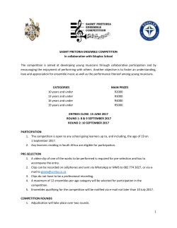SASMT PRETORIA ENSEMBLE COMPETITION In collaboration with
