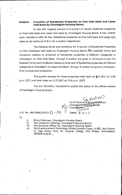 " Subject: E~auctionof Residential Properties on free hold basis and