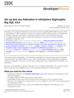 Set up and use federation in InfoSphere BigInsights Big SQL