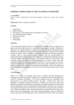 Modern Approaches to the Teaching of History