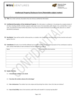Patents Disclosure Form