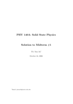 PHY 140A: Solid State Physics Solution to Midterm #1