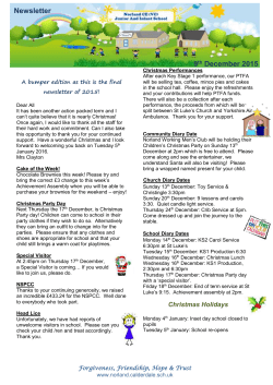 A bumper edition as this is the final newsletter of 2015! Dear All It