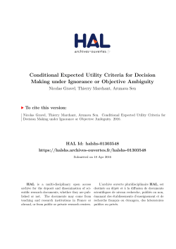 Conditional Expected Utility Criteria for Decision Making - Hal-SHS