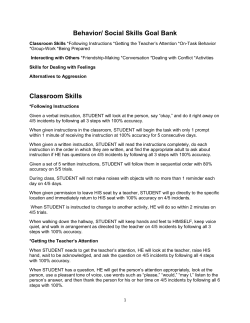 Behavior/ Social Skills Goal Bank Classroom Skills